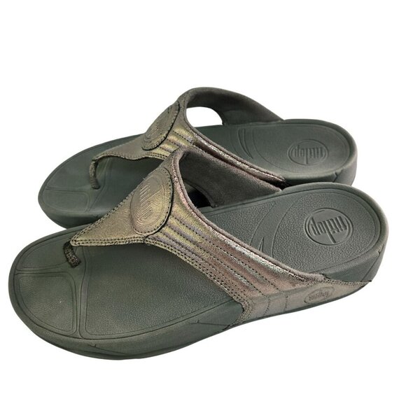 Fitflop Walkstar Bronze Leather Thong Comfort Sandals Size 10 - Picture 2 of 7